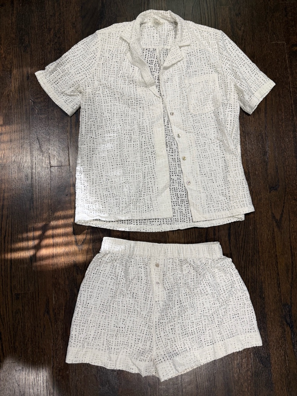 Negative Underwear White Eyelet Short Pajama Set